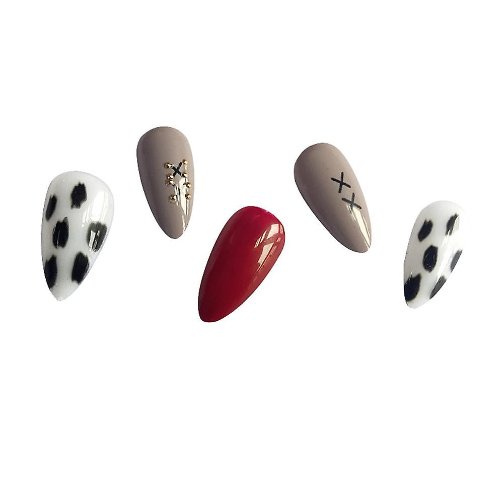 24pcs Eggshell Pattern Long Fake Nails: Time-Saving Sweet Design - Shop N Save
