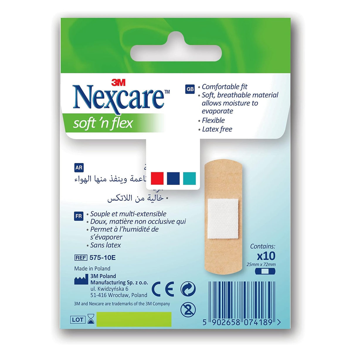 Nexcare™ 575-10E Soft'n Flex Strips DShape 10 EA/PACK