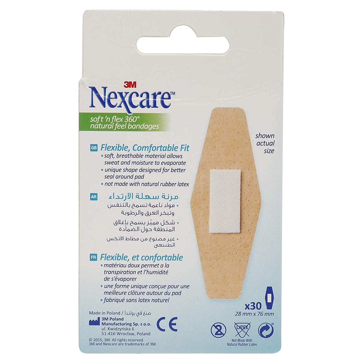 Nexcare™ SF-30D Soft 'n' Flex Comfort Bandages, 28x76mm, 30/box