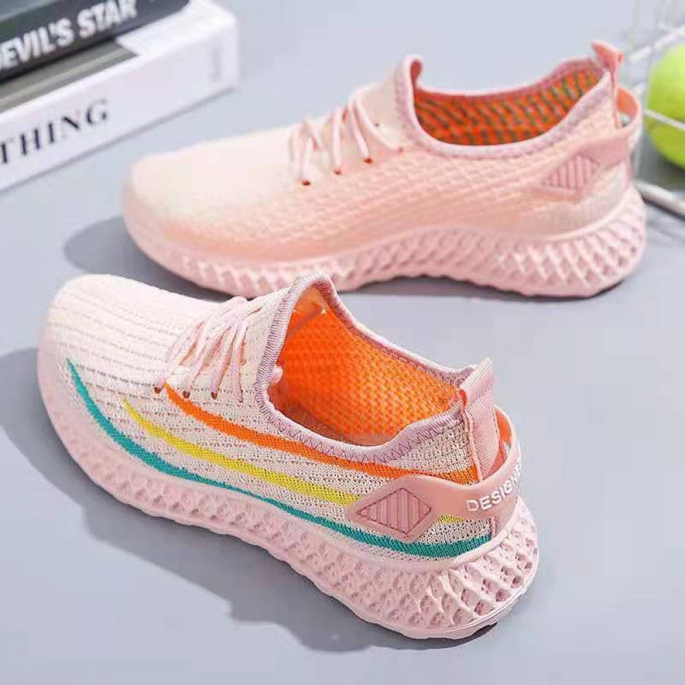 Mesh Lace-Up Sneakers for Women Lightweight Breathable Non-Slip Soft And Comfortable Shoes For Walking Running Jogging Exercise Gym and Outdoor Office Casual Shoes - Pink