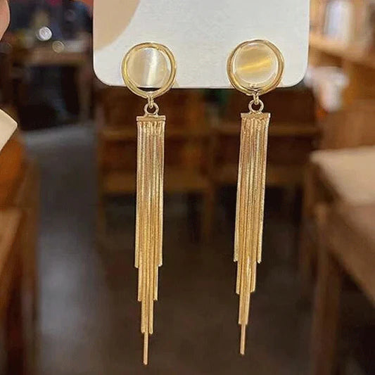 Shiny Gold Plated Party Wear Tassel Earrings - Golden - Shop N Save