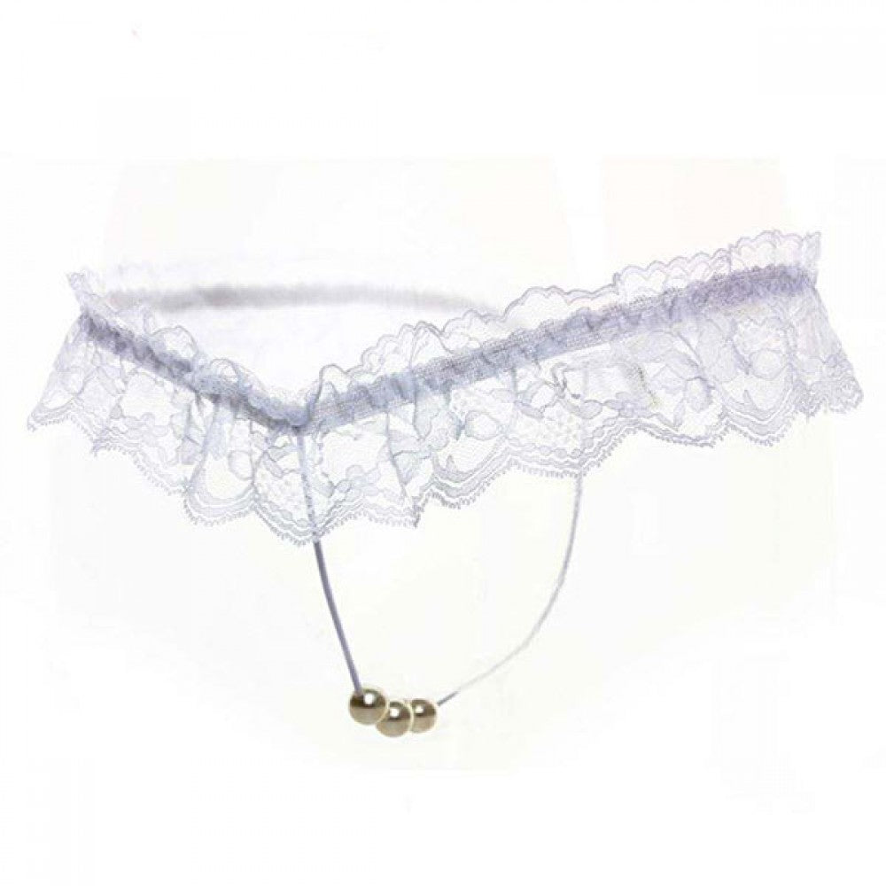 Hot Lingerie Lace Women G-String Low Waist Pearl Thongs - White - Shop N Save
