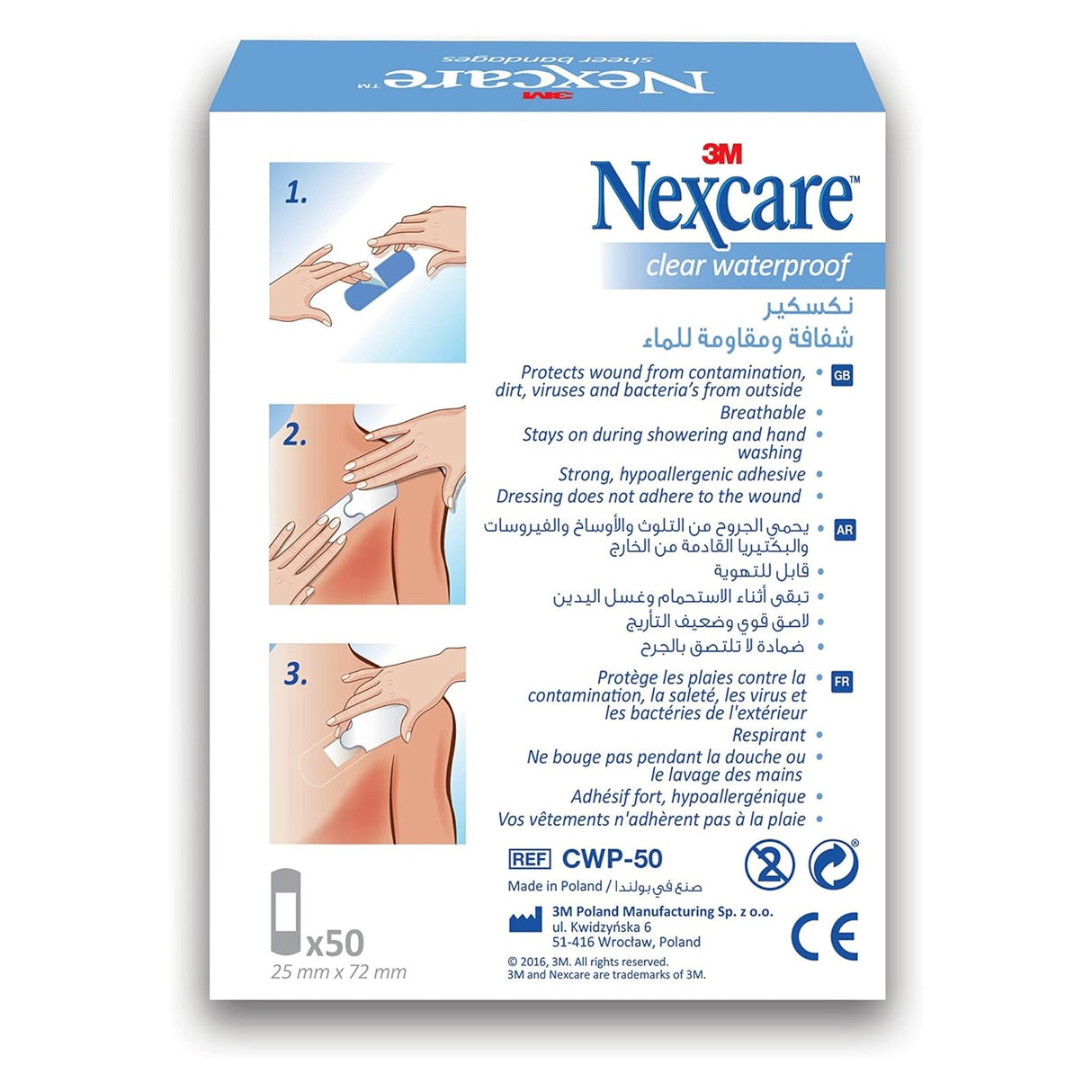 Nexcare™ CWP-50 Clear Waterproof Bandages 50s