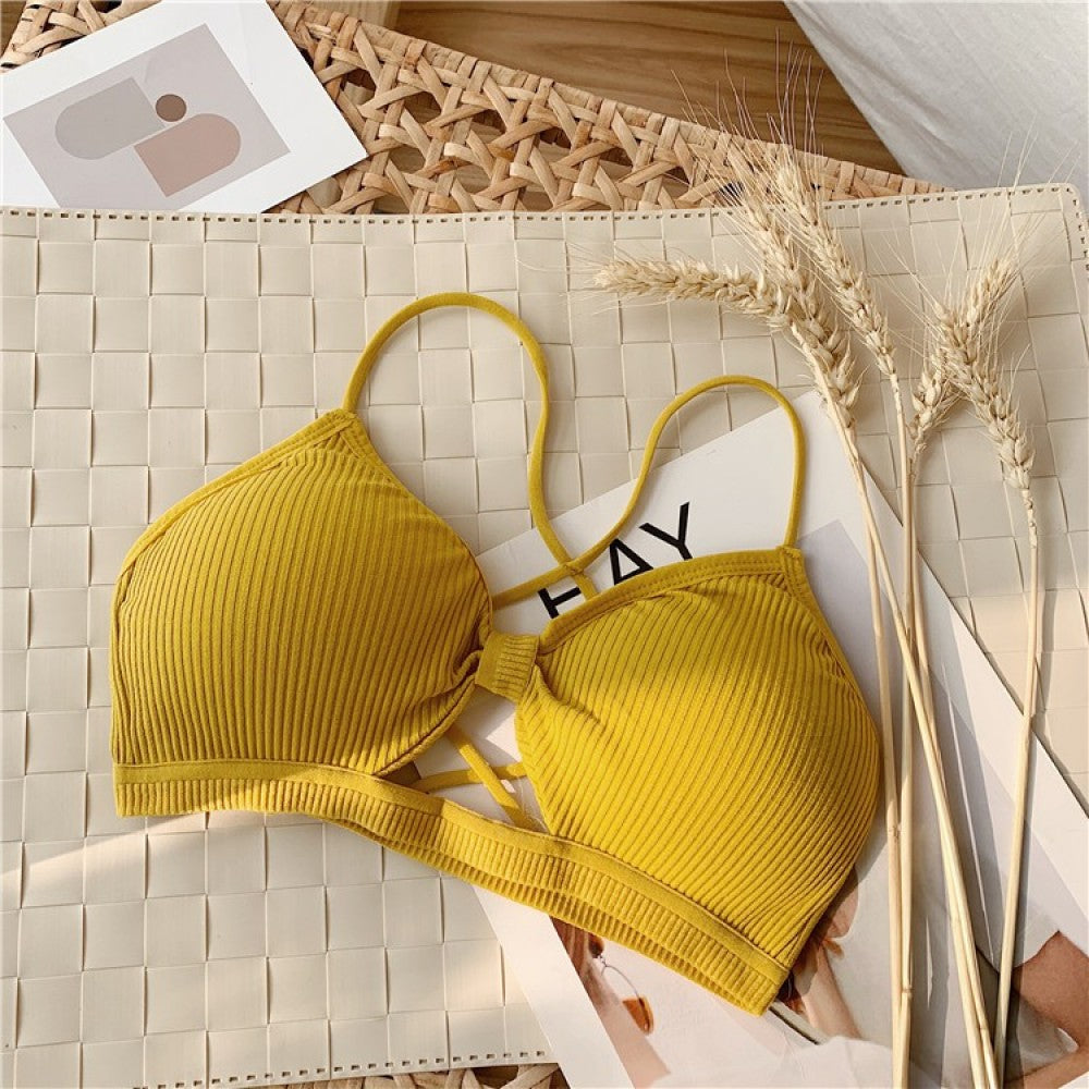 Cross-Border Strap Base Ring Bra - Yellow - Shop N Save