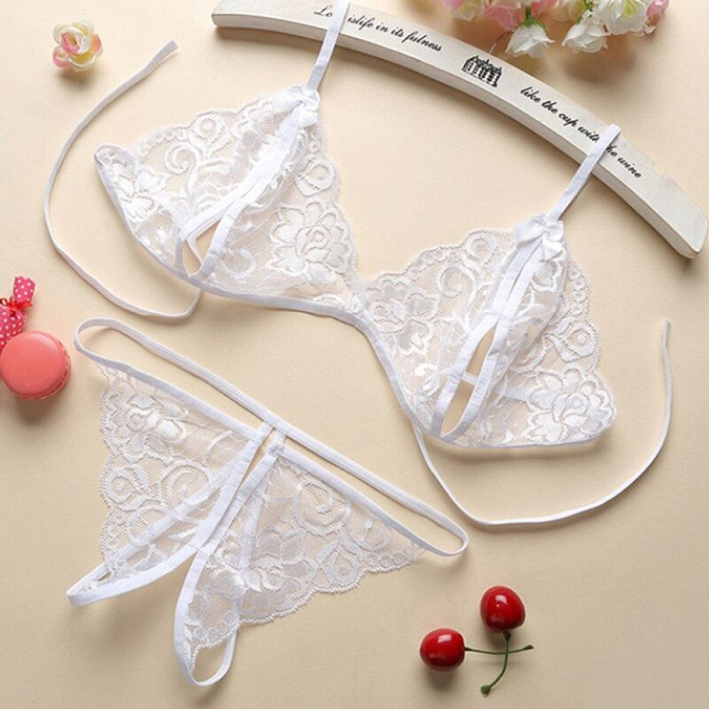 Women Lace Lingerie Nightwear Set - White - Shop N Save
