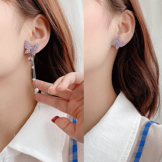 Butterfly Engraved Party Wear Trending Earrings - Purple - Shop N Save