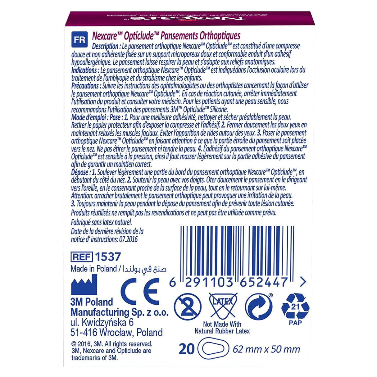 Nexcare™ 1537 Opticlude Orthoptic Eye Patch, Junior, 20/box