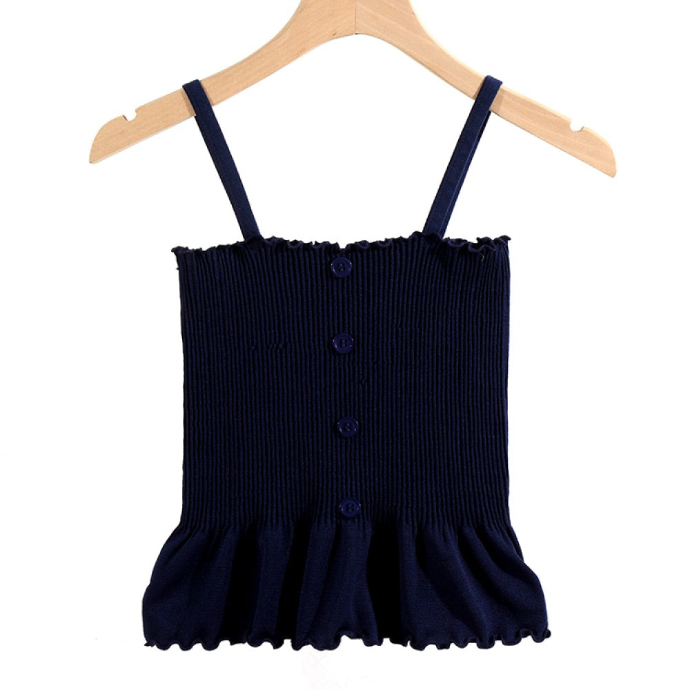 Women Slim Solid Wrinkle Crop Tops Shirt - Black - Shop N Save