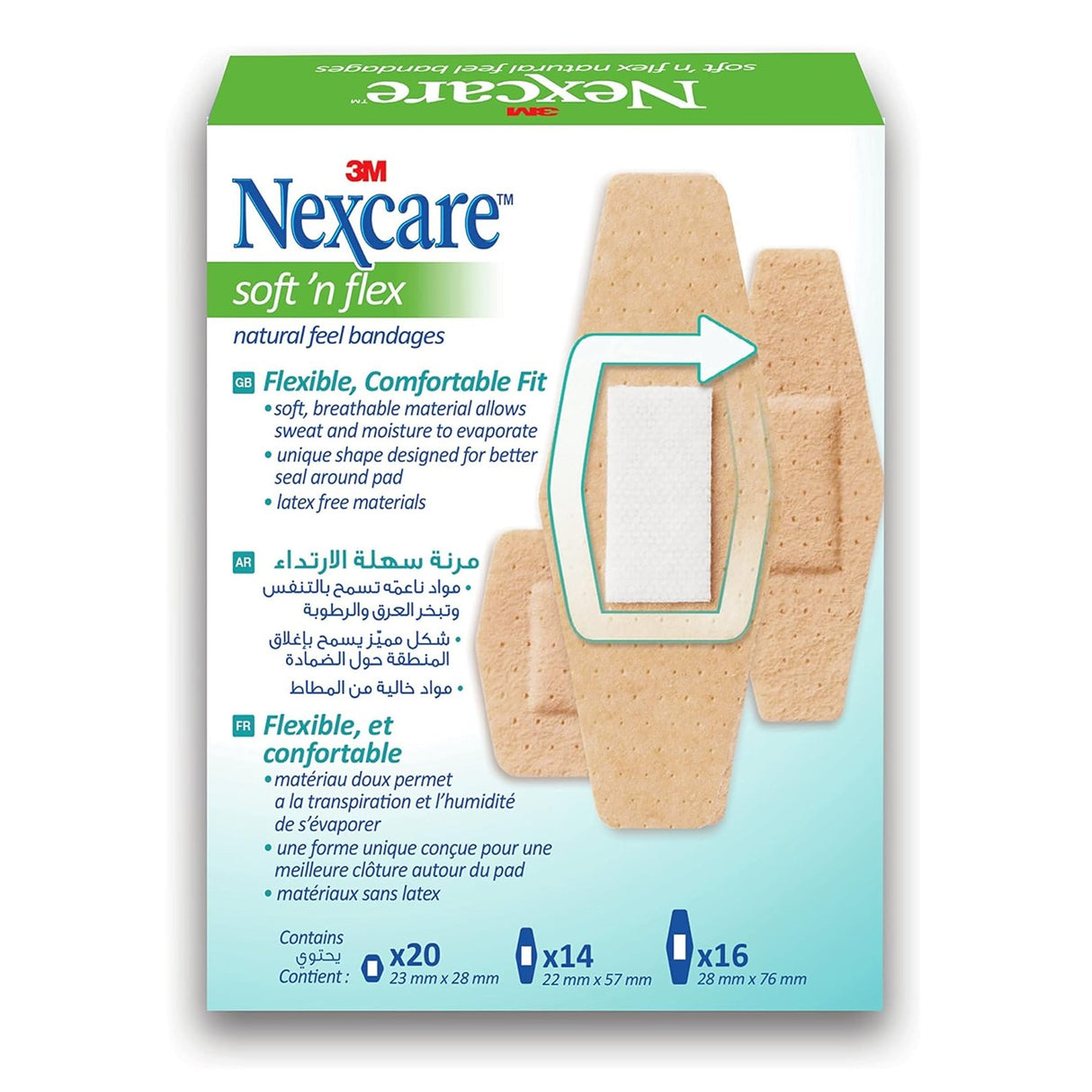 Nexcare™ SF-50D Soft 'n' Flex Comfort Bandages, Assorted, 50/box