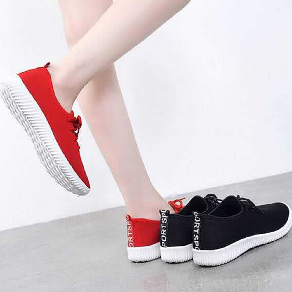 Mesh Lace-Up Sneakers for Women Lightweight Breathable Non-Slip Soft And Comfortable Shoes For Walking Running Jogging Exercise Gym and Outdoor Office Casual Shoes - Red