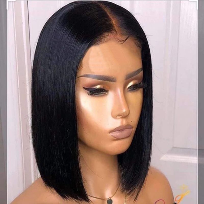 Women's short straight hair short BOBO mid-part breathable chemical fiber headgear