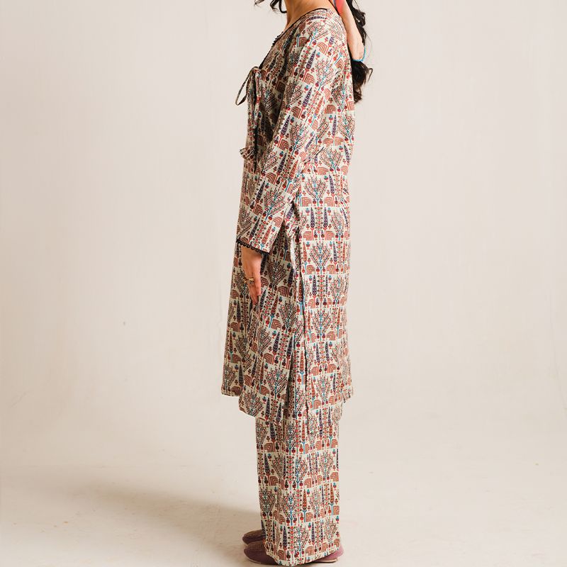 2 Piece Digital Print Kurti Salwar Set - Pure Cotton Collection Stylish Light Weight Cotton Fabric Suit Top Bottom Salwar Kameez Indian Pakistani Printed Suit For Casual Outdoor Dress - Multicolor - Shop N Save