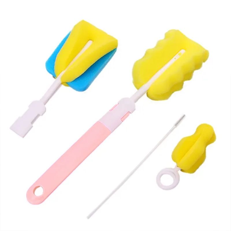 3 Pcs Baby Bottle Cleaning Brush Set With Plastic Handle .