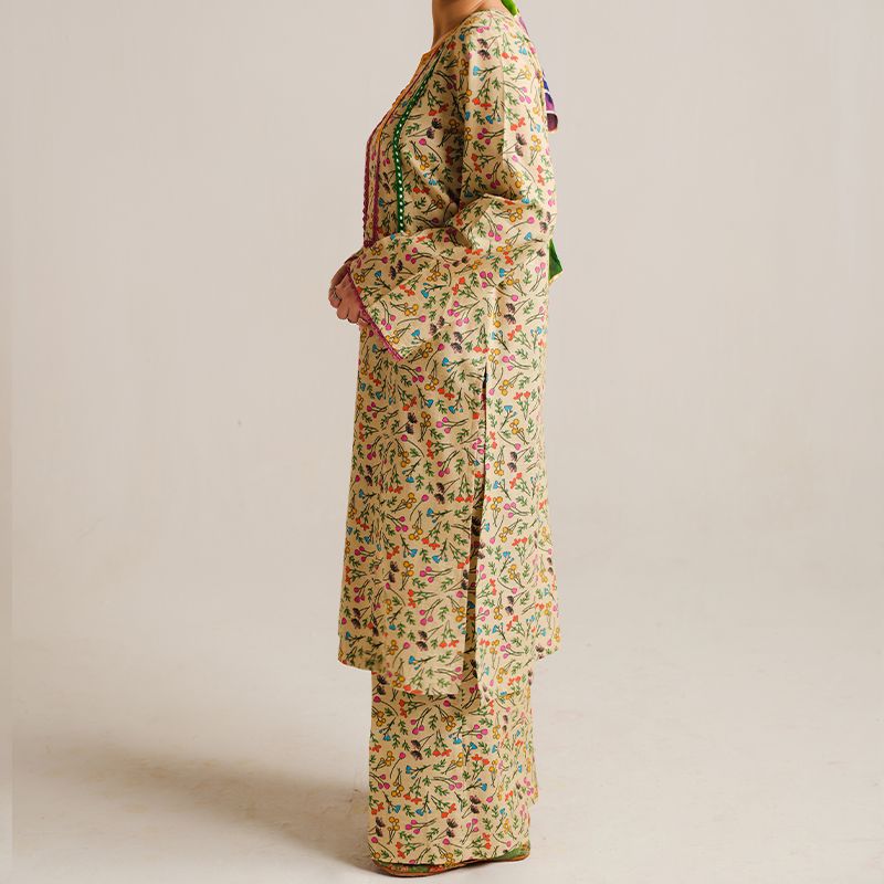 2 Piece Digital Print Kurti Salwar Set - Pure Cotton Collection Stylish Light Weight Cotton Fabric Suit Top Bottom Salwar Kameez Indian Pakistani Printed Suit For Casual Outdoor Dress - Multicolor - Shop N Save