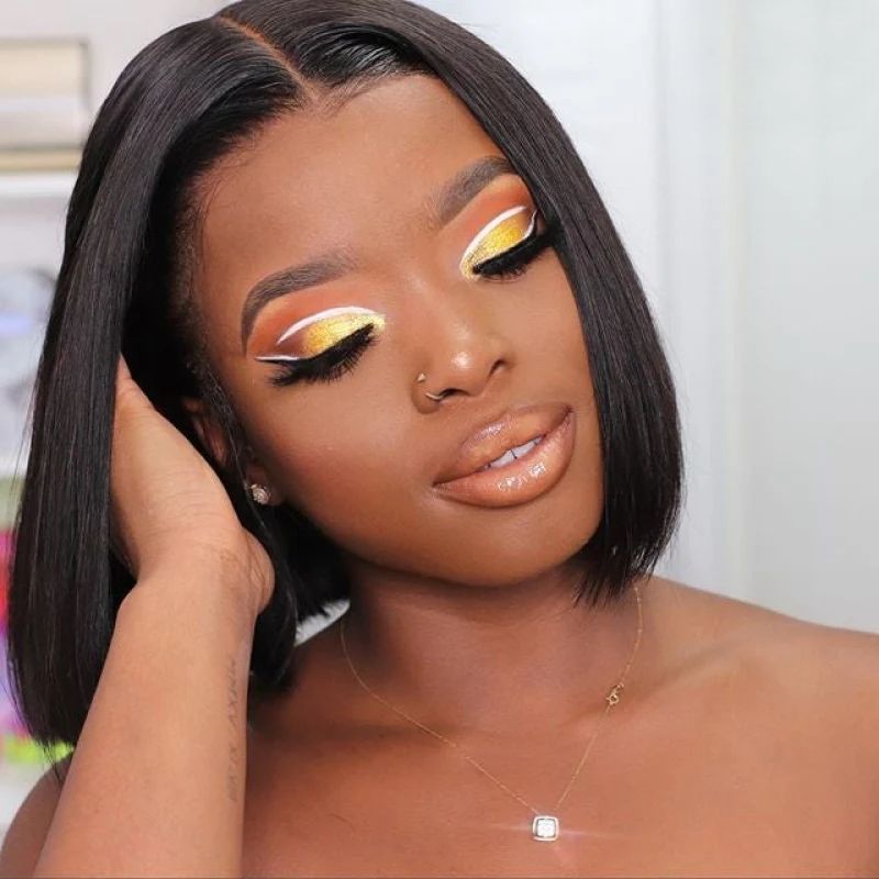 Medium-Parted Short Hair Bobo Head Wigs