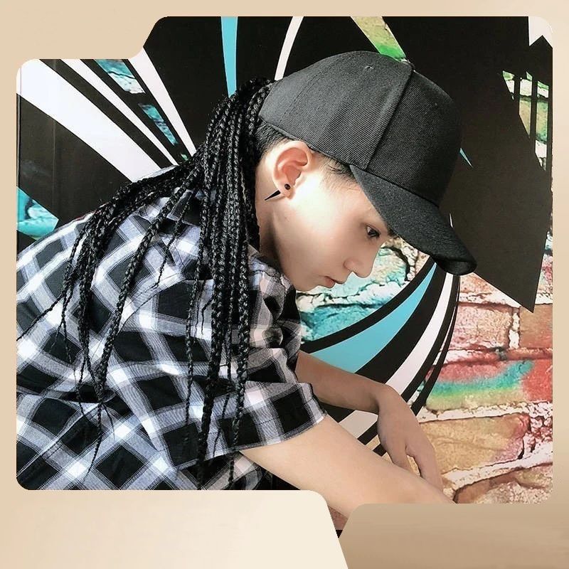 wig peaked hat men and women summer short straight hair ponytail wigs African foreign trade dreadlocks hat wig