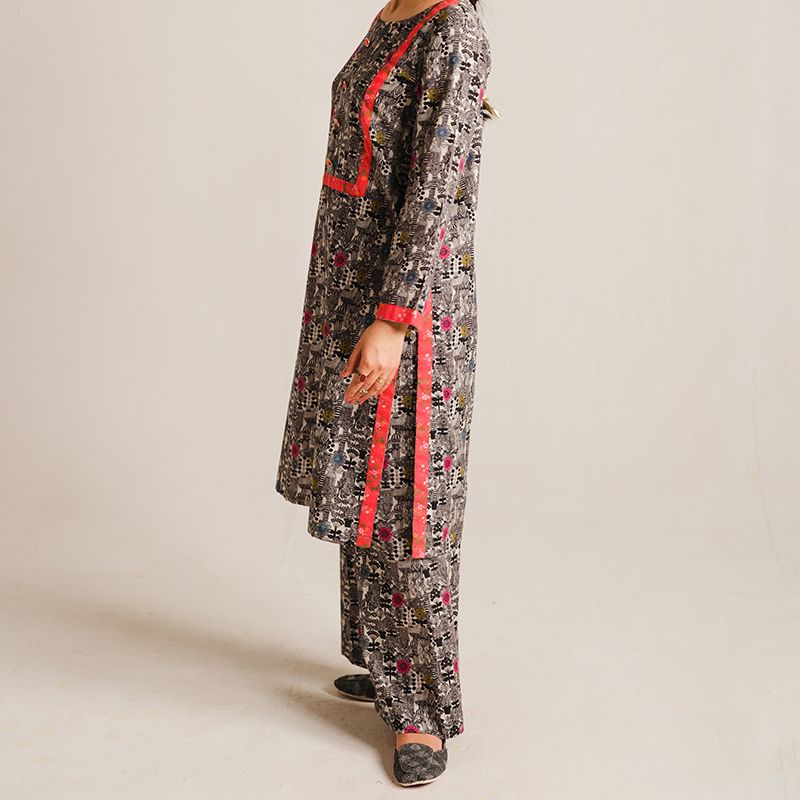 2 Piece Digital Print Kurti Salwar Set - Pure Cotton Collection Stylish Light Weight Cotton Fabric Suit Top Bottom Salwar Kameez Indian Pakistani Printed Suit For Casual Outdoor Dress - Multicolor - Shop N Save