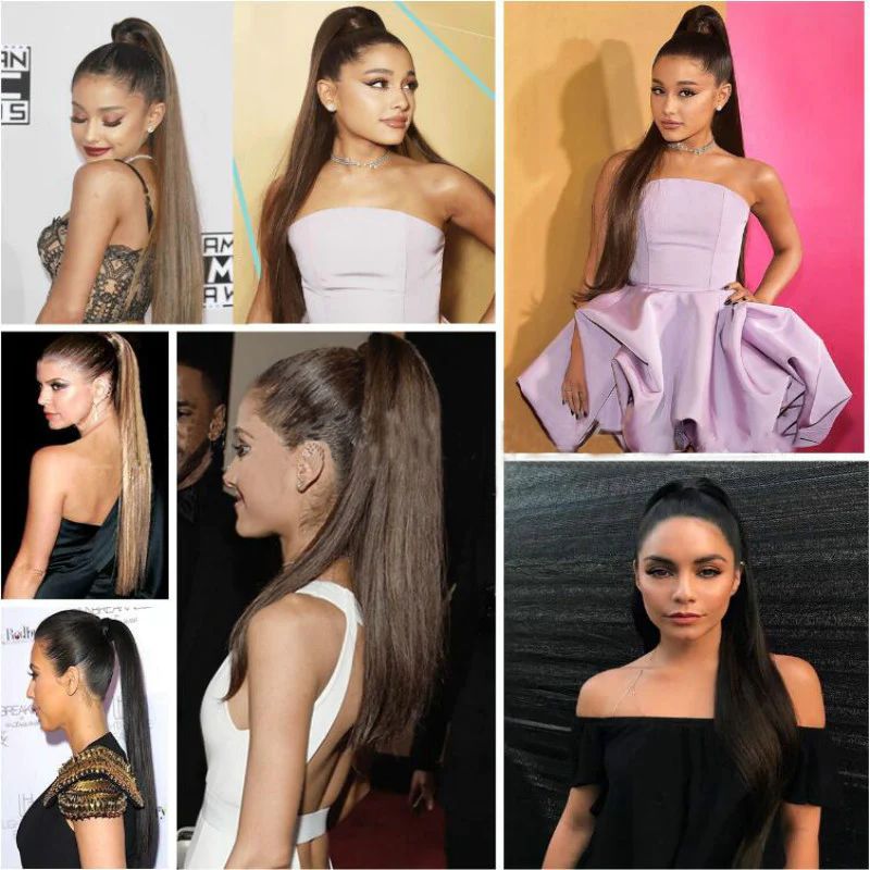 European and American ponytail wig for women, fashionable chemical fiber high ponytail braid, seamless extension, long grabber style straight ponytail