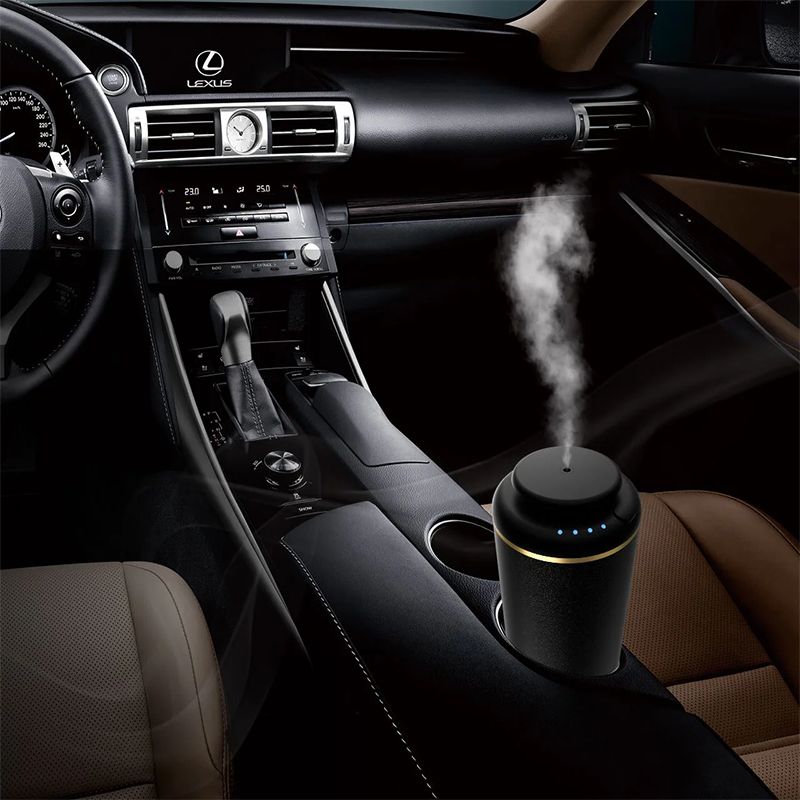 Car Aroma Diffuser A601 - 10 ML (Matt Black) with direct USB connector only & four timers. Coverage up to 10 m3