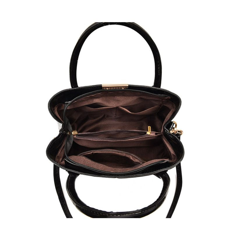 Black Crocodile Handbag: Stylish, Large Capacity, PU Leather, Chic - Shop N Save