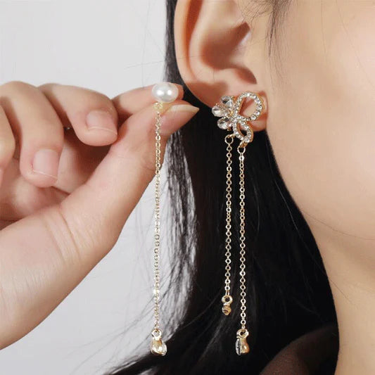 Pearl Decorative Tassel Earrings - Golden - Shop N Save