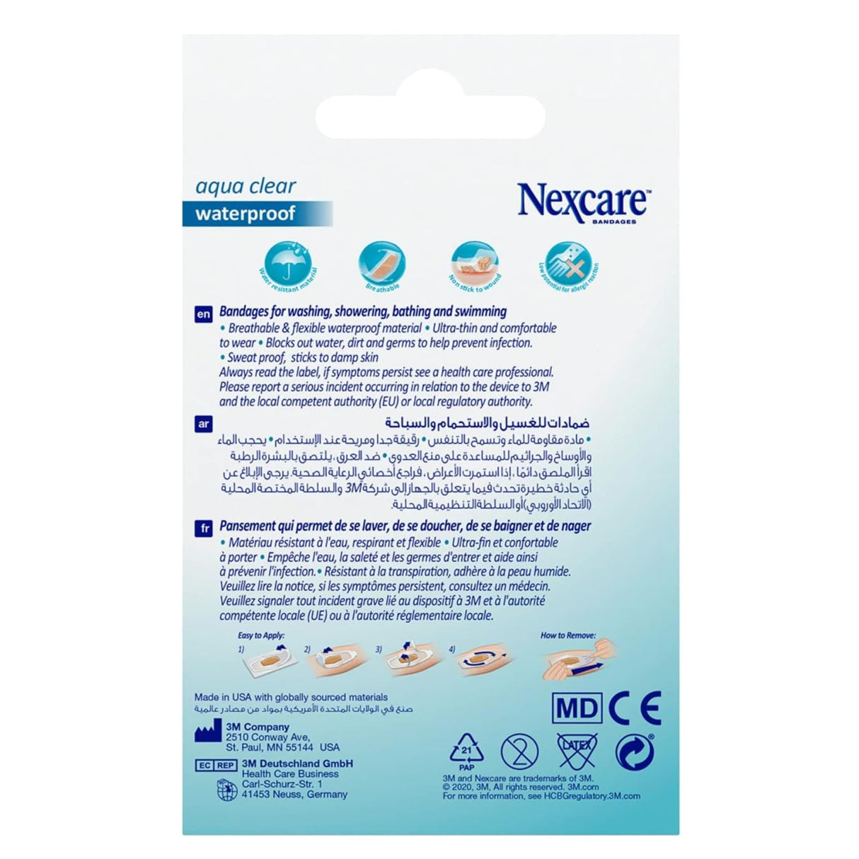Nexcare™ 586-20D Absolute Waterproof Bandages, 26x57mm, 20/box