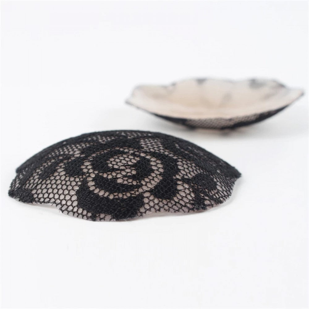 Lace Silicone Adhesive Nipple Cover For Women - Black - Shop N Save