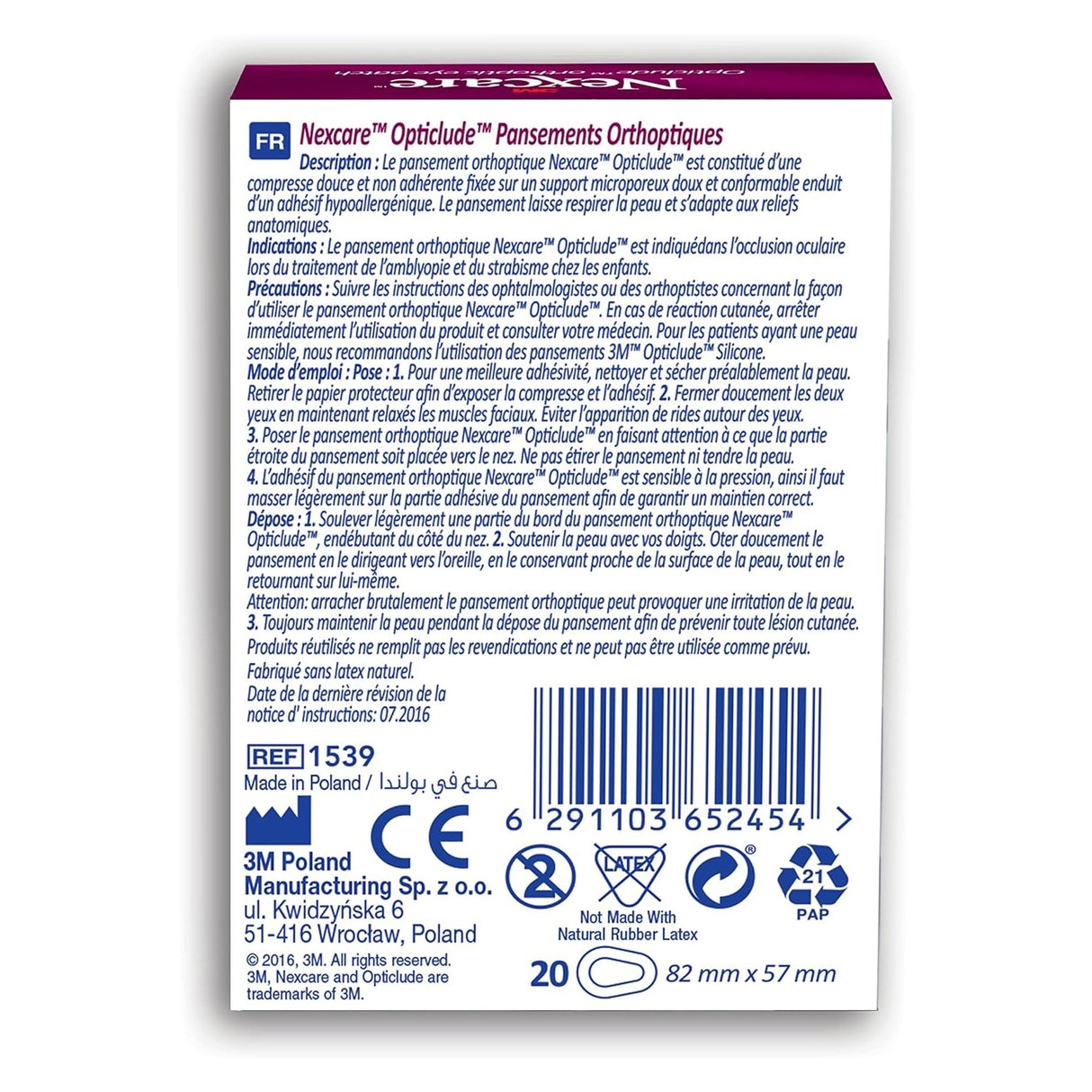 Nexcare™ 1539 Opticlude Orthoptic Eye Patch, Regular, 20/box