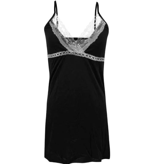 Soft Lace Patchwork Nightwear Sexy V Neck Spaghetti Strap Lingerie for Girls Comfortable and Stylish Free Size - Shop N Save