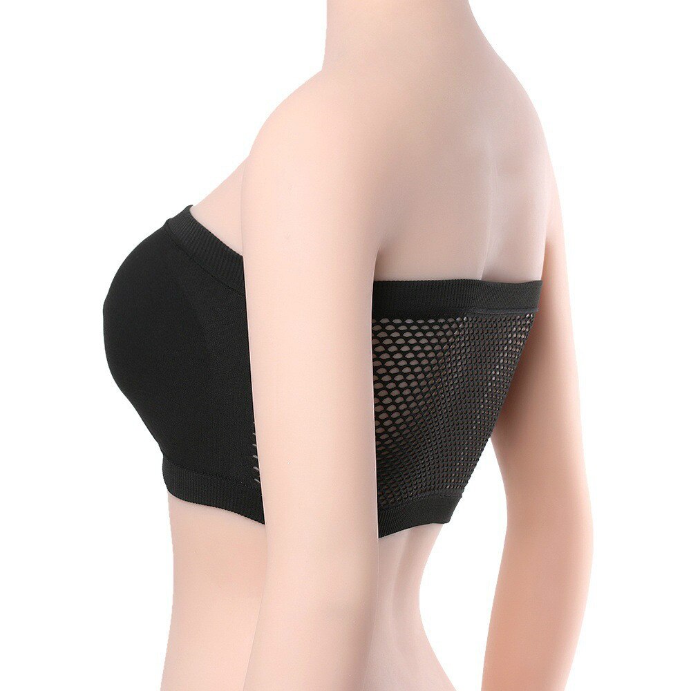 New Breathable Mesh Tube Bra Strapless Crop Top - Black - Shop N Save
