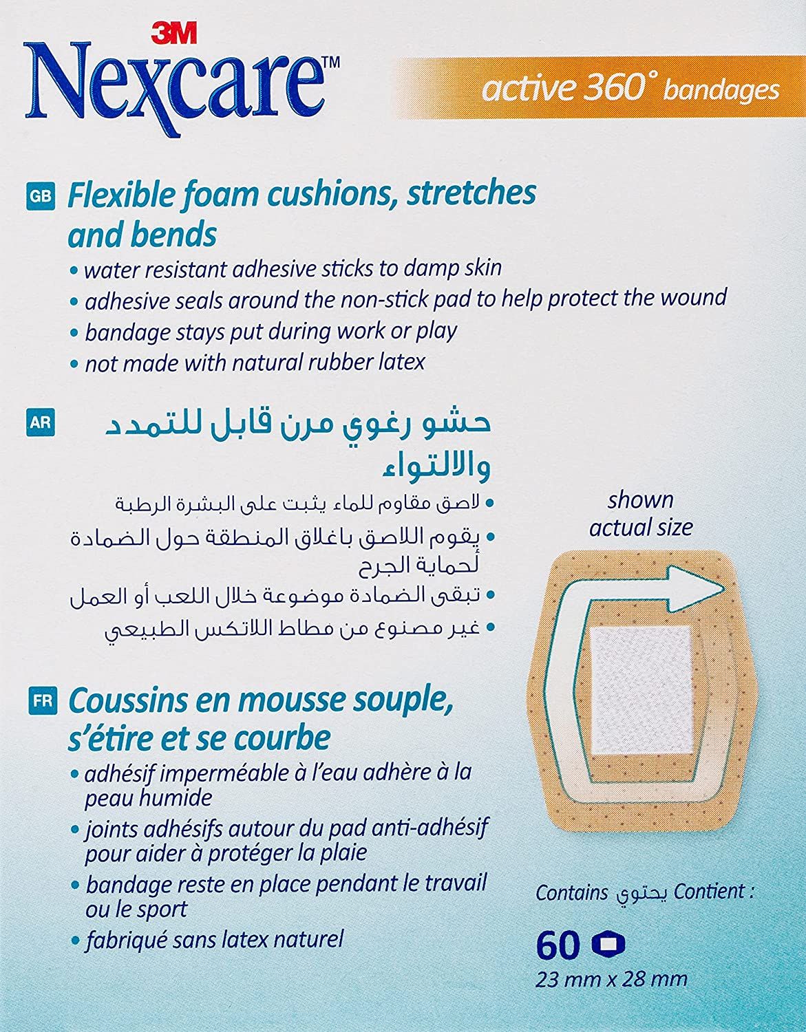 Nexcare™ 556-24Dp Active Bandages, 23.8x28.6mm, 60/box