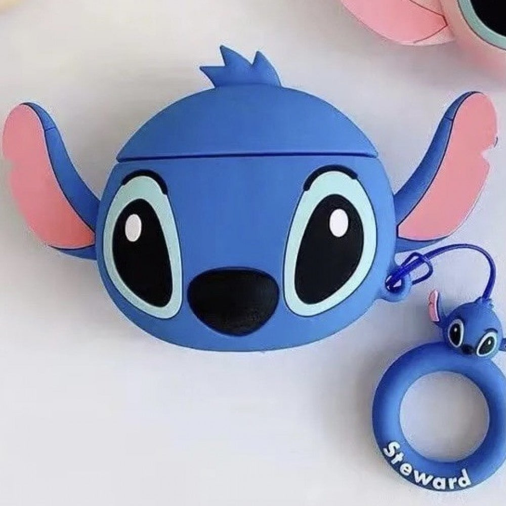 Cartoon 3D Earphone Case For Airpods 1 2 Silicone Cover - Blue Stitch