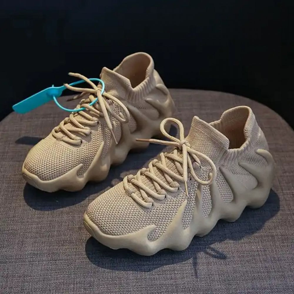 Mesh Lace-Up sport shoes for MEN Lightweight Breathable Non-Slip Soft And Comfortable Shoes For Walking Running Jogging Exercise Gym and Outdoor Office Casual Shoes - Sand