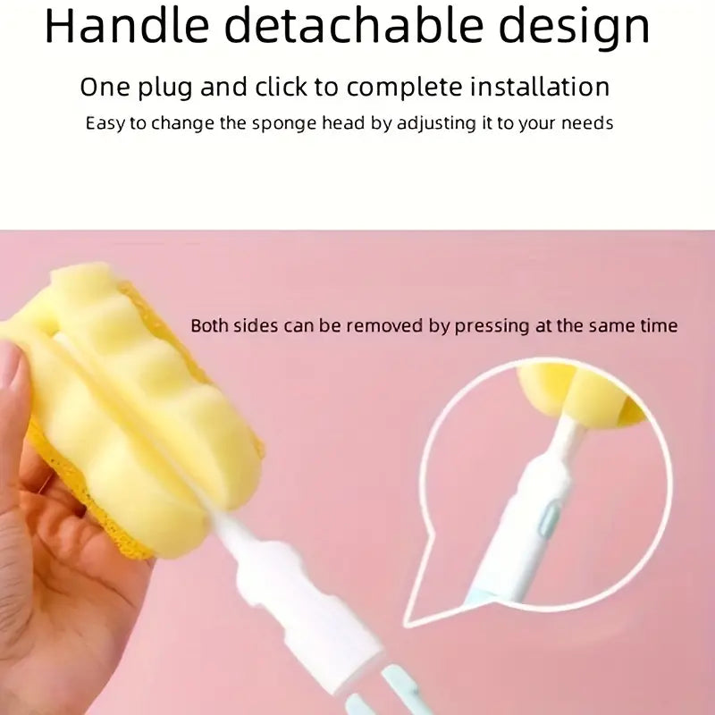 3 Pcs Baby Bottle Cleaning Brush Set With Plastic Handle .