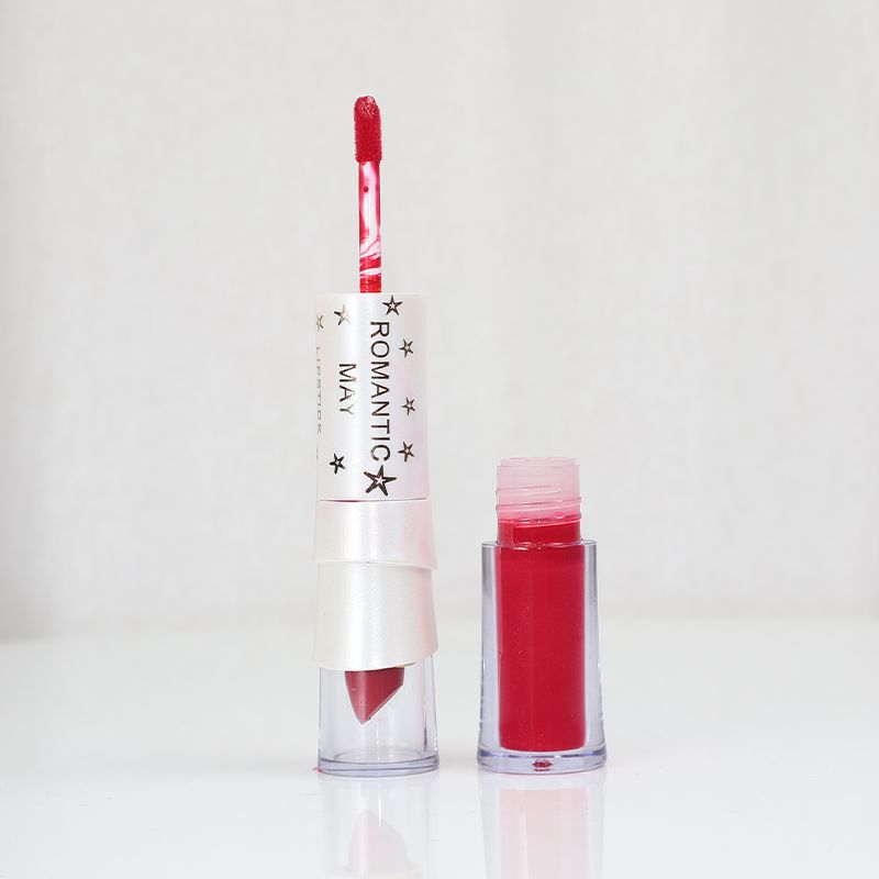 Romantic May 2 In 1 Lipstick And Lip Gloss Vitamin E Long Lasting - Hibiscus Red (3)