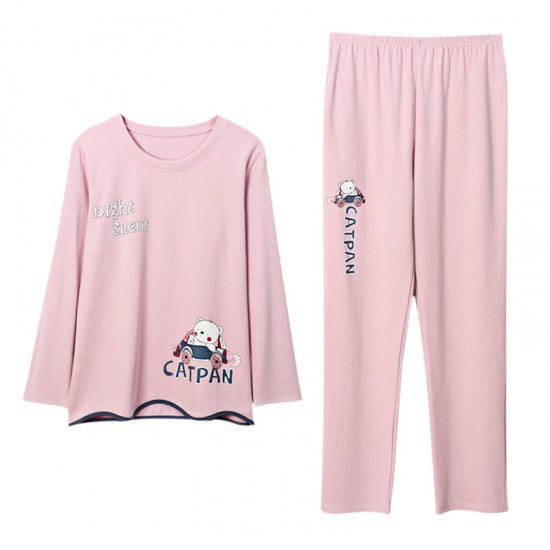 Printed Pajamas Set For Women Sleepwear Homewear Nightwear Pink