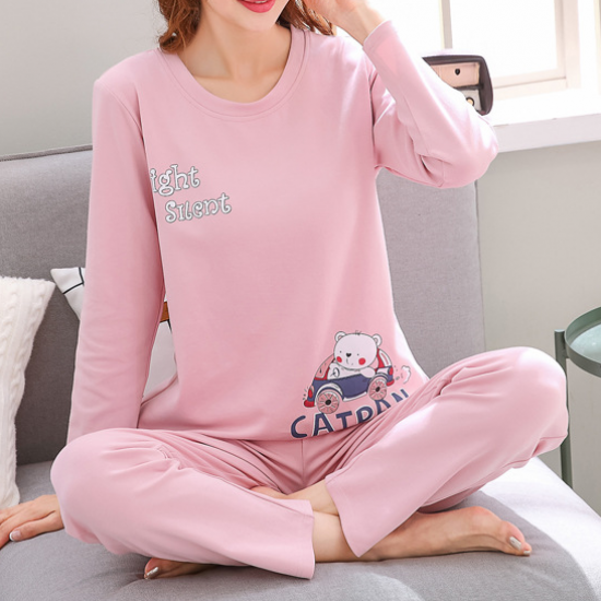 Printed Pajamas Set For Women Sleepwear Homewear Nightwear Pink