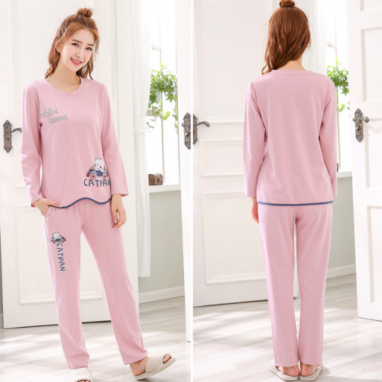 Printed Pajamas Set For Women Sleepwear Homewear Nightwear Pink