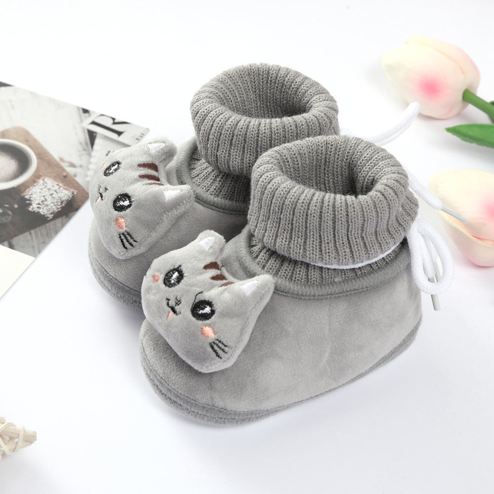 Soft Bottom New Born Knitted Cartoon Socks Shoes - Blue - Shop N Save
