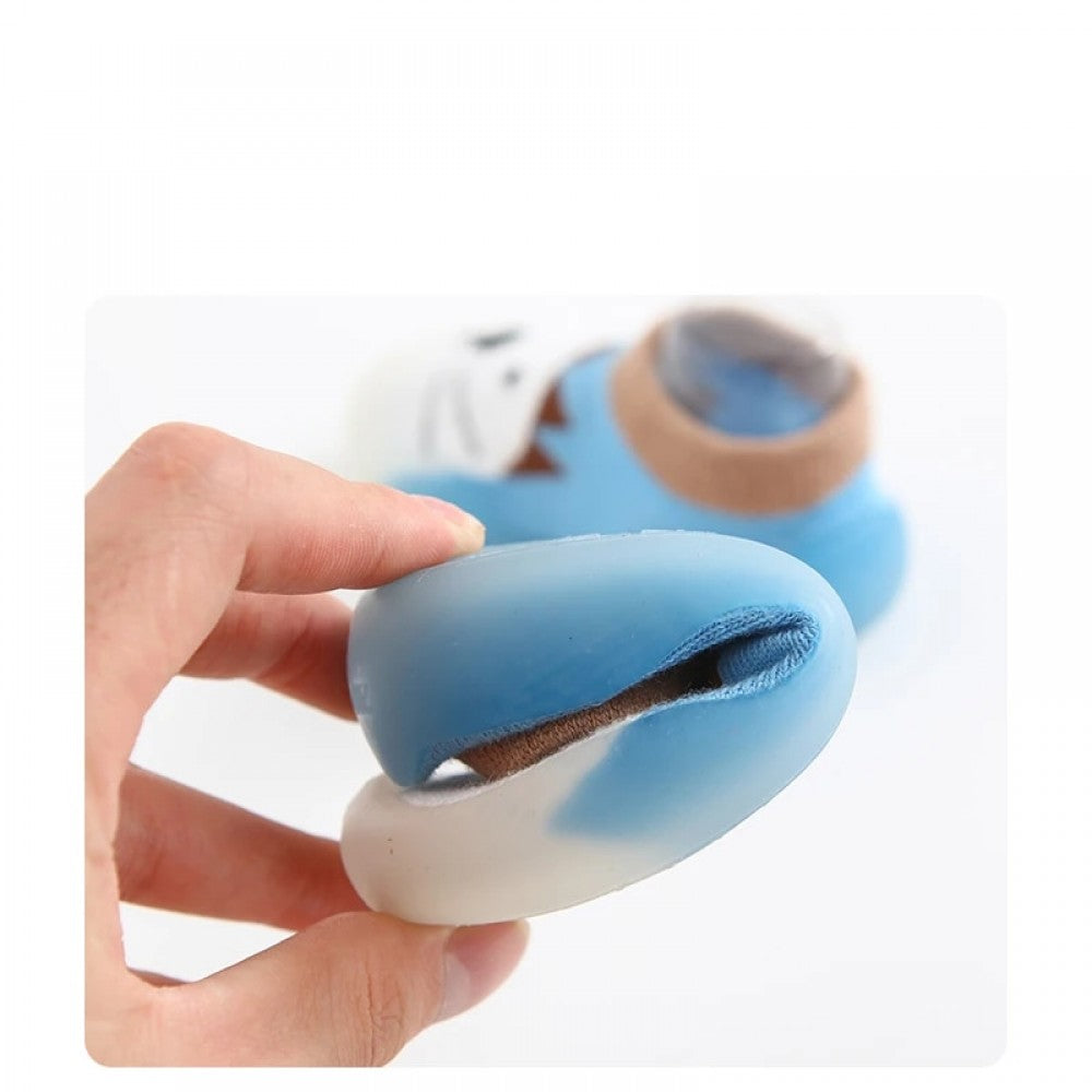 Newborn Infant Cartoon Design Socks Shoes For Kids Baby Girls - Breathable New Stylish Fashion For Boys Children - Soft Cotton Shoes - White Blue - Shop N Save