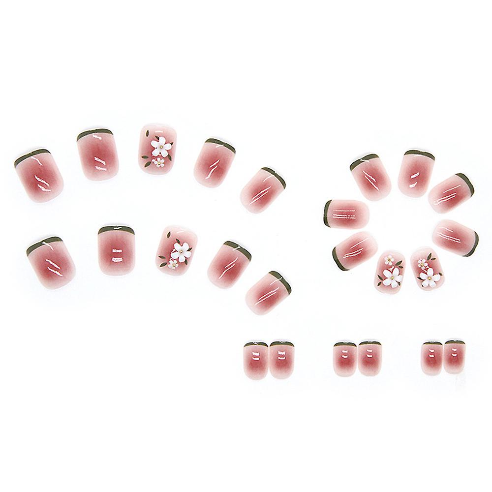 24pcs Glossy Camellia False Nails: Short Blush Design for Women - Shop N Save