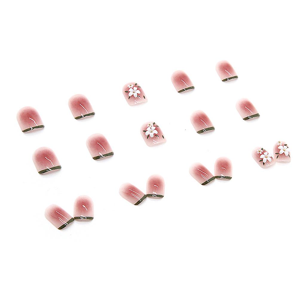 24pcs Glossy Camellia False Nails: Short Blush Design for Women - Shop N Save