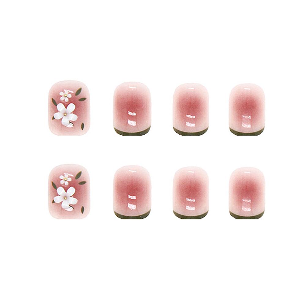 24pcs Glossy Camellia False Nails: Short Blush Design for Women - Shop N Save