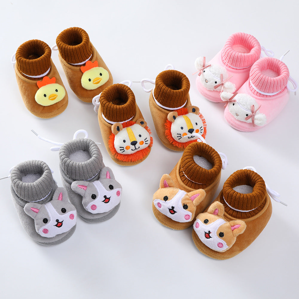 Cute High-Top Baby New Born Velvet Thickened Warm Cotton Shoes - Pink - Shop N Save