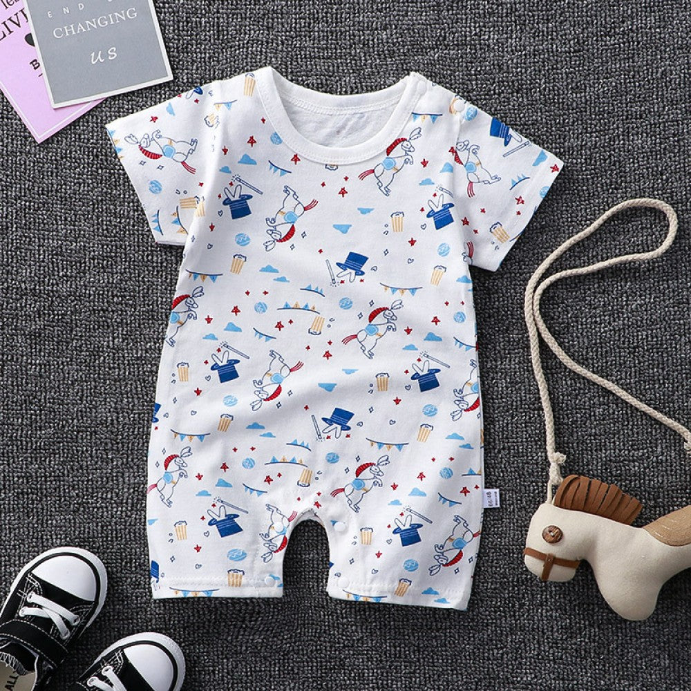 Pure Cotton Short-Sleeved Newborn Baby Jumpsuit - White - Shop N Save