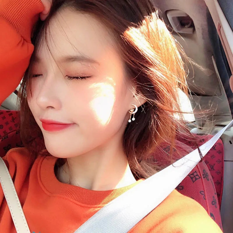 Star & Moon Heart Stud Earrings: Korean Wild Personality for Girls - Shop N Save