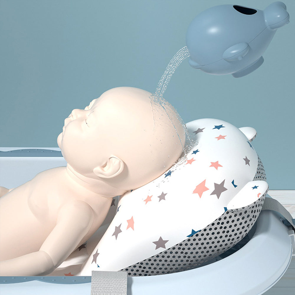 Portable Baby Bathtub - Large Foldable Newborn Infants Anti Slip Skid Proof Collapsible Baby Bath Tubs With Water Temperature Meter and Net and Shower for Kids New Born (L 82 - W 48 - H 32 CM) - Blue - Shop N Save