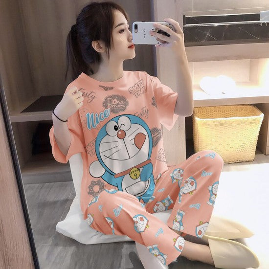 3 Pcs Nightwear Pajama Shorts Sets For Women Sleepwear - pink