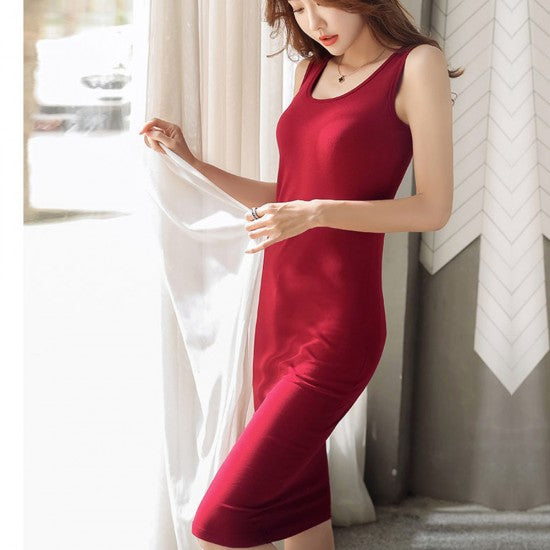Women Long Skirt Dress - Style Soft Fabric Women Dress For Party Events Beach Office - Red