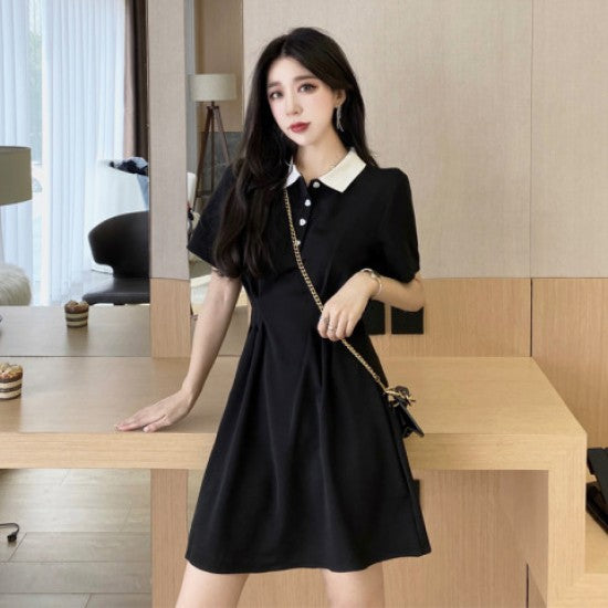 Women Skirt Dress - Women's Clothing Solid Color Soft Fabric Skirt Dress - Black
